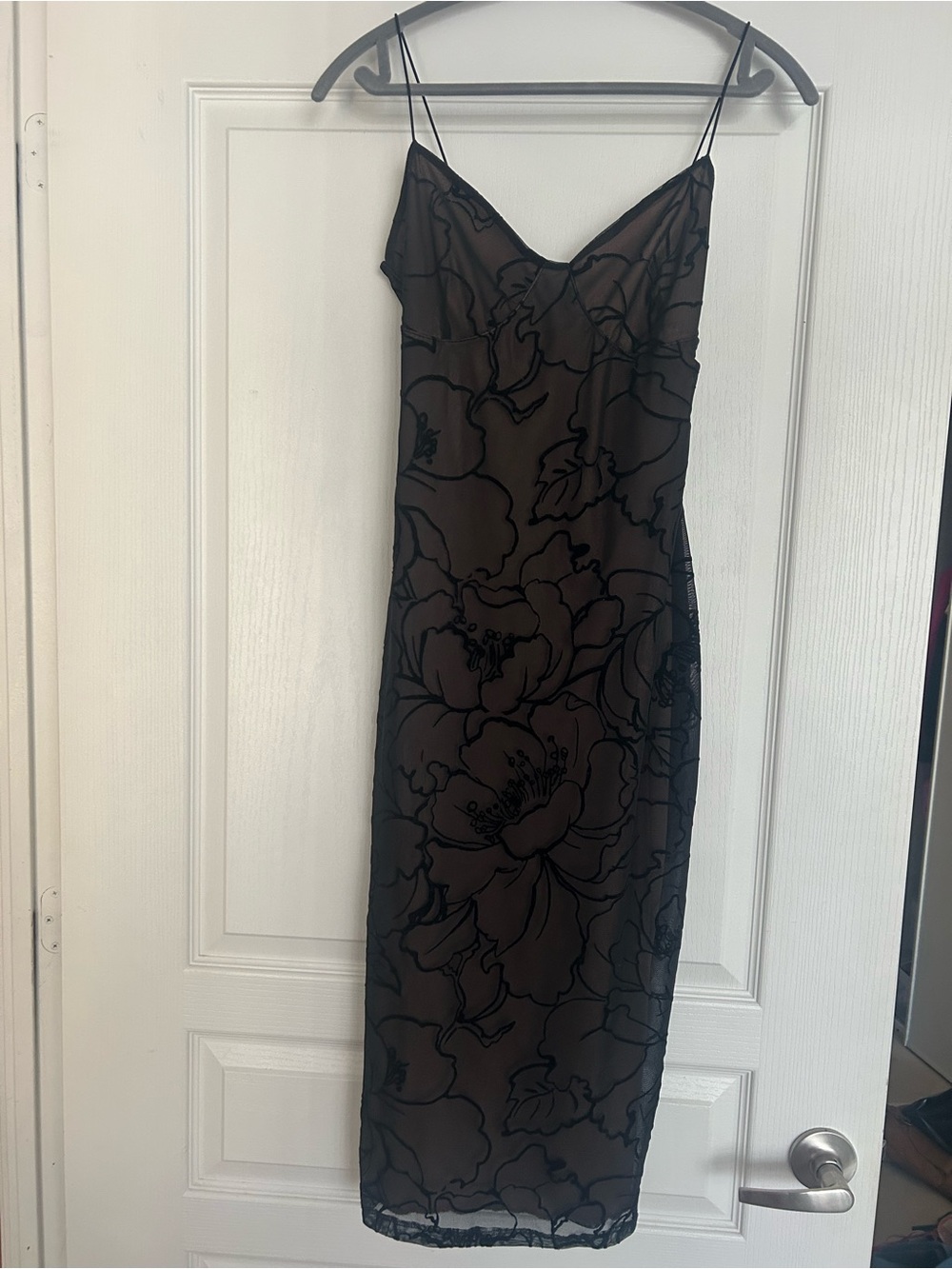 Lovely Day Black Floral Midi Slip Dress